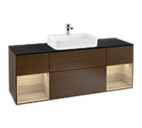Villeroy et Boch Finion Villeroy et Boch F452PCGN 160x60,3cm, plaque de finition noir mat, étagères Oak Veneer , placage Oak Veneer
