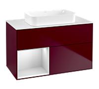 Villeroy & Boch V&B Finion Meuble sous lavabo 100x60,3 cm, étagère gauche blanc laqué, Peo mat Quantité:1