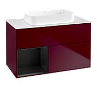 Villeroy und Boch Finion Villeroy und Boch F651PDHB 100x60.3x50.1cm, étagère gauche laqué noir mat, Peony Matt
