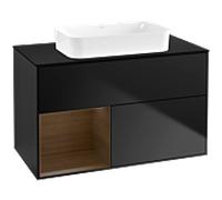 Villeroy und Boch Finion Villeroy und Boch F652GNPD 100x60.3x50.1cm, étagère gauche placage noyer, laqué noir mat