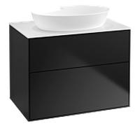 Villeroy & Boch V&B Meuble sous-lavabo Finion 80x60,3 cm, plan de drainage blanc, façade bleue laquée Quantité:1