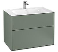 Villeroy & Boch Meuble sous-lavabo Finion G01000GM 2 tiroirs avec éclairage Olive laque mate