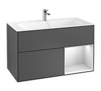 Villeroy und Boch Finion Villeroy und Boch G040MTGK 99,6x59,1cm, Emotion, étagère à droite laqué blanc mat, anthracite mat