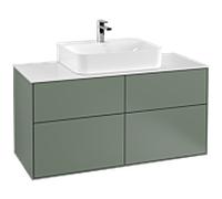 Villeroy & Boch Finion meuble sous lavabo, 4 tiroirs, avec éclairage, 1200x603x501mm, Glass White Matt, G13100GM
