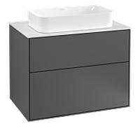 Villeroy & Boch Meuble sous lavabo Finion G22100GK – 2 tiroirs, éclairage, 80x60,3 cm Anthracite mat