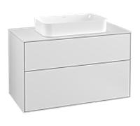 Villeroy & Boch Meuble sous lavabo Finion G23100MT, 2 tiroirs, lavabo central, Blanc laqué
