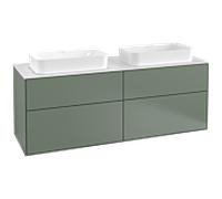 Villeroy & Boch Meuble sous-lavabo Finion G31100GM 4 tiroirs éclairage 160x60,3 cm Glass White Matt