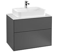 Villeroy & Boch meuble sous lavabo Finion G34100GK 2 tiroirs avec éclairage Anthracite mat