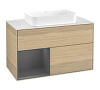Villeroy und Boch Finion Villeroy und Boch G651GKPC 100x60.3x50.1cm, étagère gauche anthracite mat, Oak Veneer