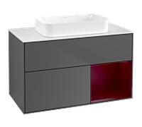Villeroy und Boch Finion Villeroy und Boch G661HBGK 100x60.3x50.1cm, étagère à droite Peony , anthracite mat