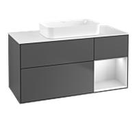 Villeroy und Boch Finion Villeroy und Boch G711MTGK 120x60.3x50.1cm, étagère à droite laqué blanc mat, anthracite mat