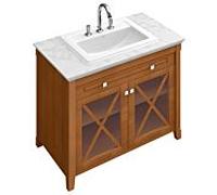Villeroy et Boch Hommage Villeroy et Boch 8979A1R1 98,5 x 90,5 x 62 cm, avec meuble-lavabo, façade noyer, blanc C-plus