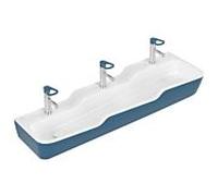 Villeroy und Boch Lavabo multiple pour enfants O.novo 4A0813BC9A 130 x 43 cm, pour 3x 2000 trous Robinetterie , sans trop-plein, Ocean Blue
