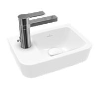 Villeroy und Boch O.novo lave-mains 434237T2 36x25cm, carré, vasque à droite, avec trou pour robinetterie, sans trop-plein, blanc AntiBac C-plus