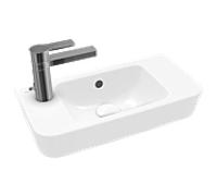 Villeroy und Boch O.novo lave-mains 4342L501 50x25cm, trou robinetterie percé à gauche, pré-perforé à droite, trop-plein, blanc