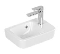 Villeroy und Boch O.novo lave-mains 434336T2 36x25cm, carré, vasque à gauche, avec trou pour robinetterie, avec trop-plein, blanc AntiBac C-plus