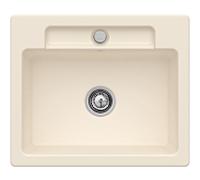 Villeroy und Boch Siluet évier à chasse d'eau 33462FFU avec garniture de vidage et actionnement excentrique, ivoire