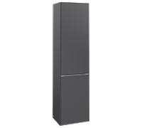 Villeroy & Boch Subway 3.0 Armoires hautes, 1 porte butée à droite et 1 abattant pour linge, 400x1710x362mm, C59300VR, Couleur: Face/carcasse : graphite, poignée : aluminium brillant