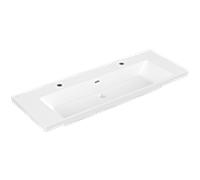 Villeroy und Boch Subway 3. 1930 meuble vasque 4A70D4RW 130x47cm, avec 2 trous de robinetterie/avec trop-plein, pierre blanc C-plus