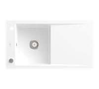 Villeroy und Boch Timeline 50 Évier plat à chasse d'eau 33072FRW avec garniture de vidage et commande excentrique, Stone White