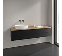 Villeroy und Boch Antao meuble sous-vasque K26111PD 160x36x50cm, plan vasque couleur chêne miel, laqué noir mat