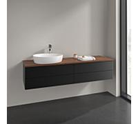 Villeroy und Boch Antao meuble sous-vasque K26152PD 160x36x50cm, trou pour robinetterie, plaque de lavabo couleur noyer chaud, laque noir mat