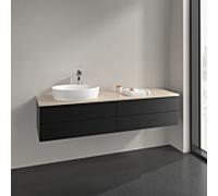 Villeroy und Boch Antao meuble sous-vasque K26153PD 160x36x50cm, trou pour robinetterie, plaque de lavabo couleur botticino, laqué noir mat