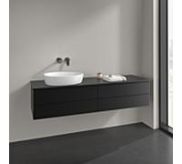 Villeroy und Boch Antao meuble sous-vasque L26110PD 160x36x50cm, plan vasque laqué couleur, laqué noir mat, avec éclairage