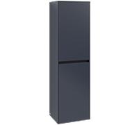 Villeroy & Boch Collaro Armoire haute, 1 porte, charnières à gauche, avec panier à linge, 454x1538x349mm, C03400VQ, Couleur: Avant/corps : bleu marine, poignée : noir volcan.
