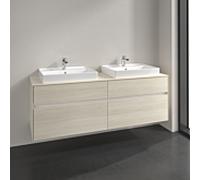 Villeroy und Boch Collaro meuble sous-vasque C024B0AA 160x54,8x50cm, pour 2 Waschtische , avec éclairage LED, chêne blanc