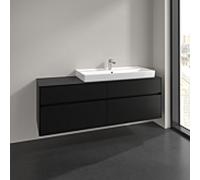 Villeroy und Boch Collaro meuble sous-vasque C030B0VL 160x54,8x50cm, meuble sous-vasque à droite, éclairage LED 12W, noir volcan