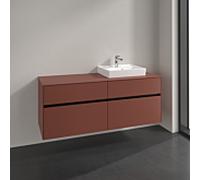 Villeroy und Boch Collaro meuble sous-vasque C075B0AH 140x54,8x50cm, meuble sous-vasque à droite, éclairage LED 10,4W, bordeaux