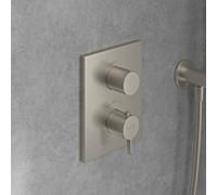 Villeroy und Boch Conum set d'installation finale TVS12700200064 thermostat encastré avec réglage de volume bidirectionnel, montage mural, nickel brossé noir
