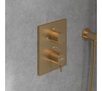 Villeroy und Boch Conum set d'installation finale TVS12700200076 thermostat encastré avec réglage de volume bidirectionnel, montage mural, or brossé