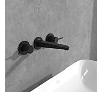 Villeroy und Boch Conum trois trous mitigeur lavabo TVW127002000K5 sans garniture de vidange , montage mural, noir mat