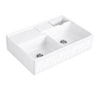 Villeroy und Boch double bac 632391KT ensemble de déchets, fonctionnement manuel, bac de repos, blanc perle