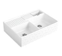 Villeroy und Boch évier double cuve 632392M1 garniture de vidange , fonctionnement excentrique, restes de cuve, mosaïque