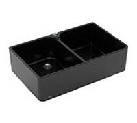 Villeroy und Boch évier double cuve 638002S5 garniture de vidange avec actionnement excentrique, Ébène