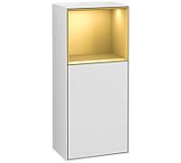 Villeroy und Boch Finion armoire latérale F510HFMT 41.8x93.6x27cm, droite, étagère au-dessus de l'or mat, laqué blanc mat