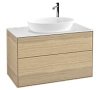 Villeroy & Boch V&B Meuble sous lavabo Finion 100x60,3 cm, plancher abattant blanc, placage chêne Quantité:1