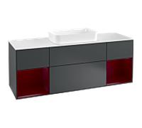 Villeroy und Boch Finion Villeroy und Boch F331HBHG 160x60.3cm, plaque de finition blanc mat, étagères Peony laqué mat, Midnight Blue Matt Lacquer