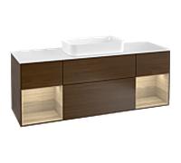 Villeroy und Boch Finion Villeroy und Boch F331PCGN 160x60.3cm, plaque de finition blanc mat, étagères Oak Veneer , placage Oak Veneer
