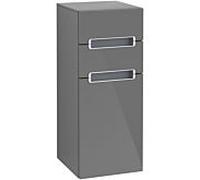 Villeroy & Boch Subway 2.0 Armoires latérales, 1 porte butée à droite, 2 tiroirs, Glass Silver Grey, A7131RFP