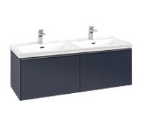 Villeroy & Boch Subway 3.0 armoire sous lavabo, 2 tiroirs, 1272x429x478mm, C56700VQ, Couleur: Face/carcasse : bleu marine, poignée : aluminium brillant