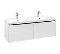 Villeroy & Boch Subway 3.0 armoire sous lavabo, 2 tiroirs, 1272x429x478mm, C56701VE, Couleur: Façade/carcasse : Blanc Brillant, poignée : Noir Volcan