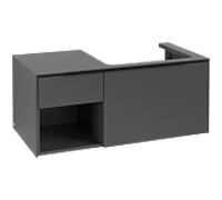 Villeroy & Boch Subway 3.0 armoire sous lavabo, éclairage LED, 2 tiroirs, lavabo à droite, élément d'étagère en bas à gauche, 1001x422,5x516mm, C571L1VR