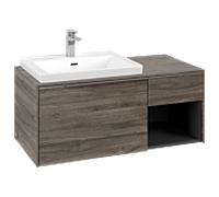 Villeroy & Boch Subway 3.0 armoire sous lavabo, éclairage LED, 2 tiroirs, lavabo à gauche, élément d'étagère en bas à droite, 1001x422,5x516mm, C572L0RK