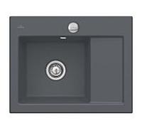 Villeroy und Boch Subway 45 Évier compact encastrable 331202i4 gauche, avec garniture de vidage , commande excentrique, 650 x 510 mm, graphite CeramicPlus