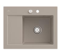 Villeroy und Boch Subway 45 Évier compact encastrable 331302AM à droite, avec garniture de vidage , commande excentrique, 650 x 510 mm, amande CeramicPlus
