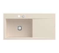 Villeroy und Boch Subway Évier à encastrer Style 60 336202FU vasque à gauche, garniture de vidange avec commande excentrique, 1000 x 510 mm, Ivoire